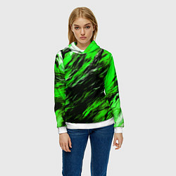 Толстовка-худи женская Чёрная и зелёная буря, цвет: 3D-белый — фото 2