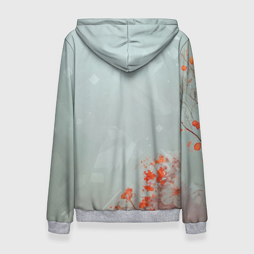 Женская толстовка Белый лис в цветах / 3D-Меланж – фото 2