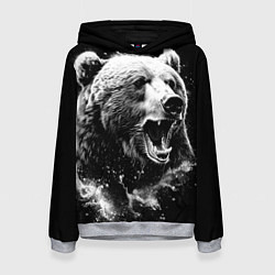 Толстовка-худи женская Медведь на охоте, цвет: 3D-меланж