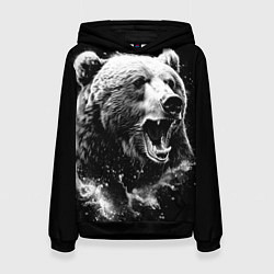 Толстовка-худи женская Медведь на охоте, цвет: 3D-черный