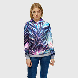 Толстовка-худи женская Синий драгоценный камень, цвет: 3D-меланж — фото 2