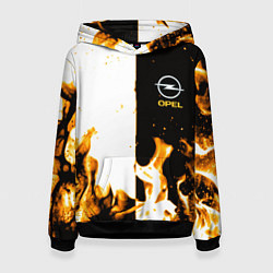 Толстовка-худи женская Opel огонь текстура, цвет: 3D-черный
