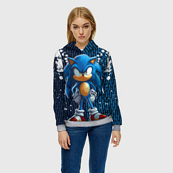 Толстовка-худи женская Sonic - splash and logo, цвет: 3D-меланж — фото 2