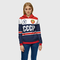 Толстовка-худи женская СССР - Союз Советских Социалистических Республик, цвет: 3D-красный — фото 2