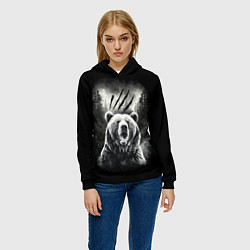 Толстовка-худи женская Большой бурый медведь, цвет: 3D-черный — фото 2
