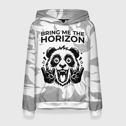 Толстовка-худи женская Bring Me the Horizon рок панда на светлом фоне, цвет: 3D-белый