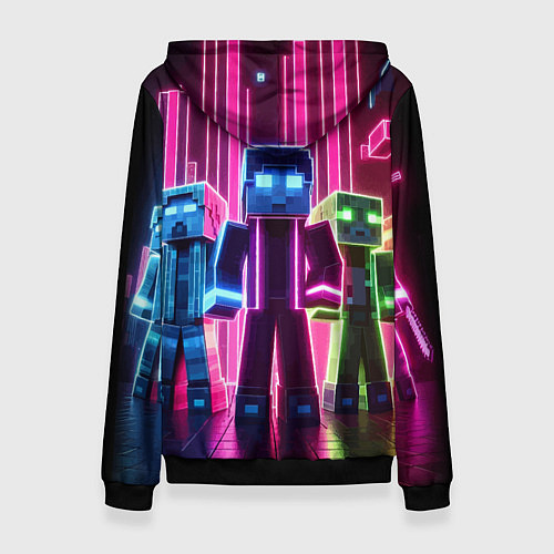 Женская толстовка Minecraft characters - neon glow / 3D-Черный – фото 2