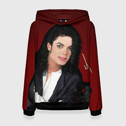 Толстовка-худи женская Michael Jackson с пантерой и автографом, цвет: 3D-черный