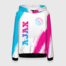 Толстовка-худи женская Ajax neon gradient style вертикально, цвет: 3D-черный