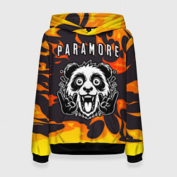 Толстовка-худи женская Paramore рок панда и огонь, цвет: 3D-черный