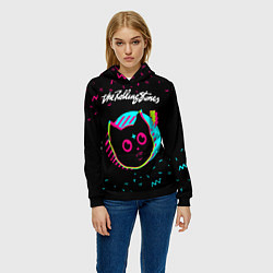Толстовка-худи женская Rolling Stones - rock star cat, цвет: 3D-черный — фото 2