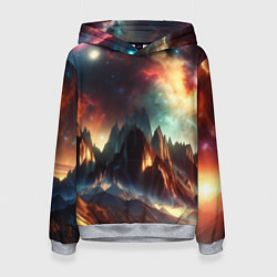Толстовка-худи женская Space landscape with mountains, цвет: 3D-меланж