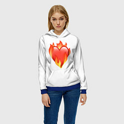 Толстовка-худи женская Сердце в огне эмодзи, цвет: 3D-синий — фото 2