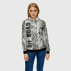 Толстовка-худи женская Бездорожье - следы, цвет: 3D-черный — фото 2