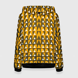 Толстовка-худи женская Узор из треугольников жёлтый, цвет: 3D-черный