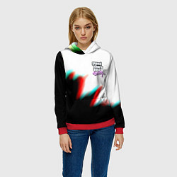 Толстовка-худи женская GTA glitch текстура вайсити, цвет: 3D-красный — фото 2