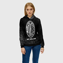 Толстовка-худи женская AC Milan с потертостями на темном фоне, цвет: 3D-черный — фото 2