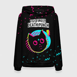 Толстовка-худи женская Five Finger Death Punch - rock star cat, цвет: 3D-черный