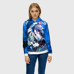 Толстовка-худи женская Гию Томиока из Клинка рассекающего демонов, цвет: 3D-белый — фото 2