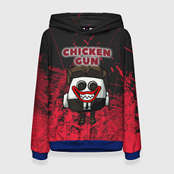 Толстовка-худи женская Chicken gun clown, цвет: 3D-синий