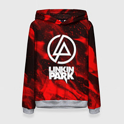 Толстовка-худи женская Linkin park красный огонь, цвет: 3D-меланж