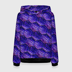 Толстовка-худи женская Сине-фиолетовая стеклянная мозаика, цвет: 3D-черный