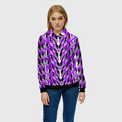 Толстовка-худи женская Фиолетовая техно броня, цвет: 3D-черный — фото 2