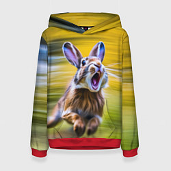 Толстовка-худи женская Крик бегущего зайца, цвет: 3D-красный