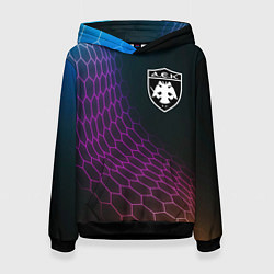 Толстовка-худи женская AEK Athens футбольная сетка, цвет: 3D-черный