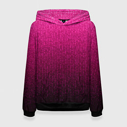 Толстовка-худи женская Яркий розовый градиент полоска, цвет: 3D-черный