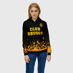 Толстовка-худи женская Club Brugge - gold gradient посередине, цвет: 3D-черный — фото 2