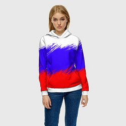 Толстовка-худи женская Триколор штрихи, цвет: 3D-белый — фото 2