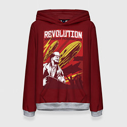 Толстовка-худи женская Народная революция с Лениным, цвет: 3D-меланж