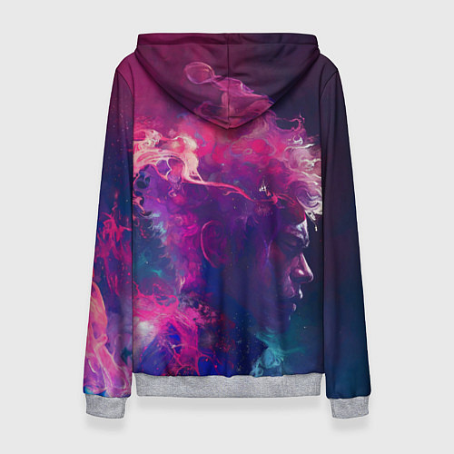 Женская толстовка Человек растворяющийся в фиолетовом дыму / 3D-Меланж – фото 2