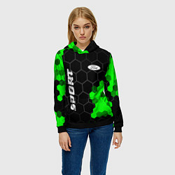 Толстовка-худи женская Ford green sport hexagon, цвет: 3D-черный — фото 2