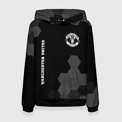 Толстовка-худи женская Manchester United sport на темном фоне вертикально, цвет: 3D-черный
