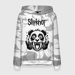 Толстовка-худи женская Slipknot рок панда на светлом фоне, цвет: 3D-белый