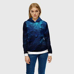 Толстовка-худи женская Абстрактные волны глубины, цвет: 3D-белый — фото 2