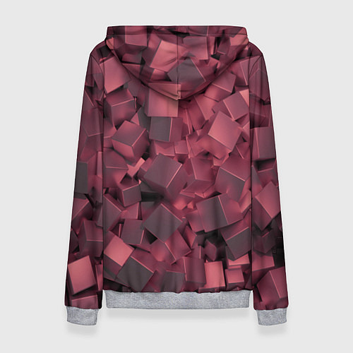 Женская толстовка Кубики металлические красные / 3D-Меланж – фото 2