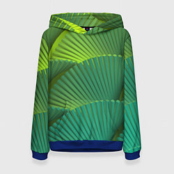 Толстовка-худи женская Объемные веерные столбики, цвет: 3D-синий