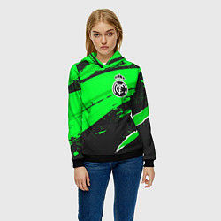 Толстовка-худи женская Real Madrid sport green, цвет: 3D-черный — фото 2