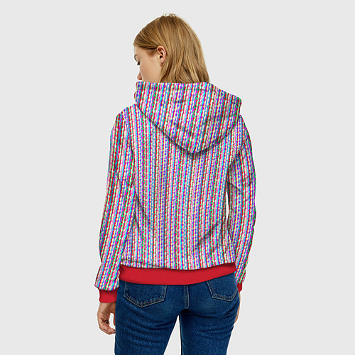 Женская толстовка Искажённые цветные полосы / 3D-Красный – фото 4