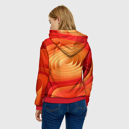 Женская толстовка Оранжевые объемные круги / 3D-Красный – фото 4