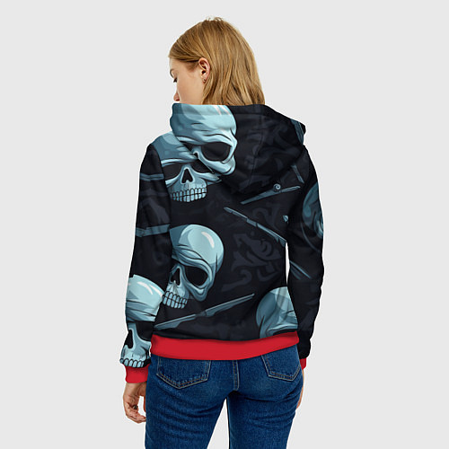 Женская толстовка Черепа и ножи / 3D-Красный – фото 4