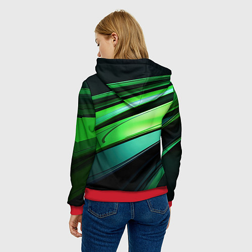 Женская толстовка Абстрактные геометрические плавные линии минимализ / 3D-Красный – фото 4