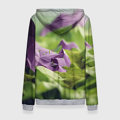 Женская толстовка Геометрический пейзаж фиолетовый и зеленый / 3D-Меланж – фото 2