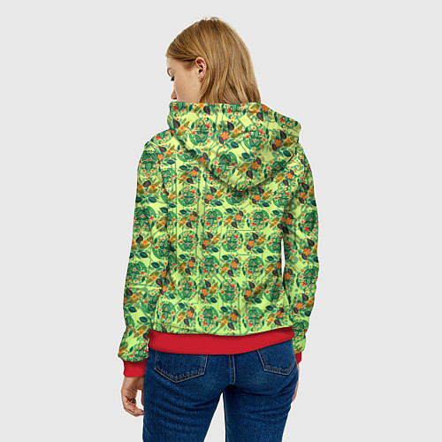 Женская толстовка Паттерн флоры / 3D-Красный – фото 4