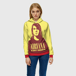 Толстовка-худи женская Kurt Cobain Nirvana, цвет: 3D-красный — фото 2