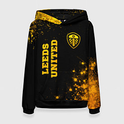 Толстовка-худи женская Leeds United - gold gradient вертикально, цвет: 3D-черный