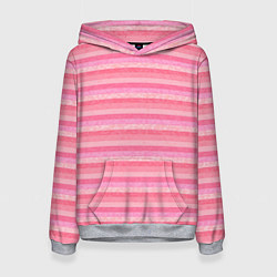 Толстовка-худи женская Нежный розовый полосатый, цвет: 3D-меланж